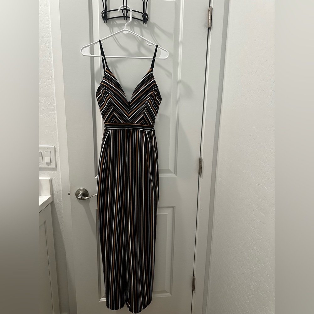 Striped Jumpsuit with Spaghetti Straps